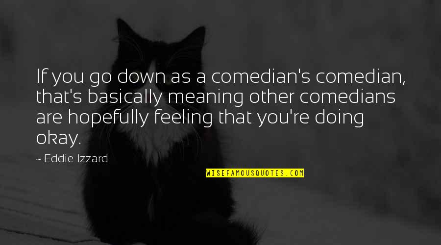 Are You Down Quotes By Eddie Izzard: If you go down as a comedian's comedian, Are You Down Quotes By Eddie Izzard: If you go down as a comedian's comedian,