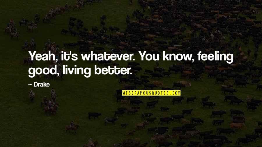 Are You Feeling Better Now Quotes By Drake: Yeah, it's whatever. You know, feeling good, living