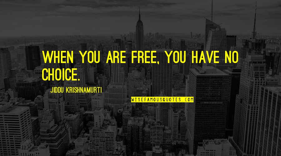 Are You Free Quotes By Jiddu Krishnamurti: When you are free, you have no choice.
