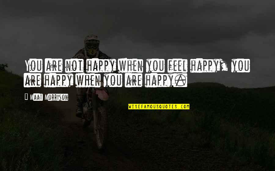Are You Happy Quotes By Maat Morrison: You are not happy when you feel happy,