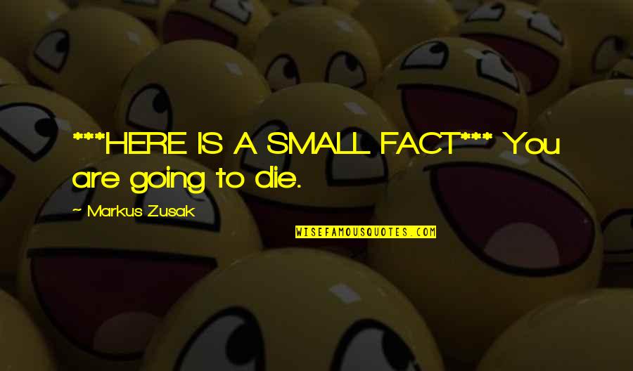 Are You Here Quotes By Markus Zusak: ***HERE IS A SMALL FACT*** You are going