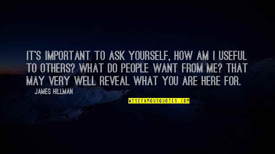 Are You Important Quotes By James Hillman: It's important to ask yourself, How am I