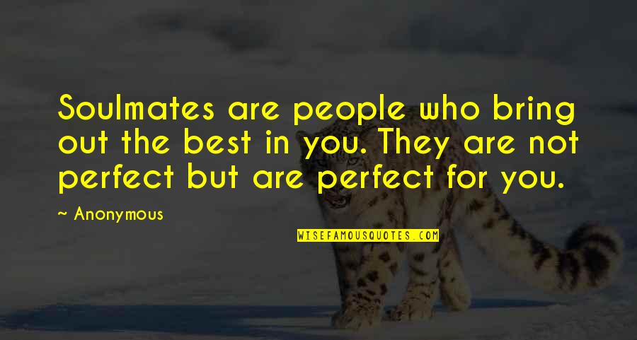 Are You Perfect Quotes By Anonymous: Soulmates are people who bring out the best