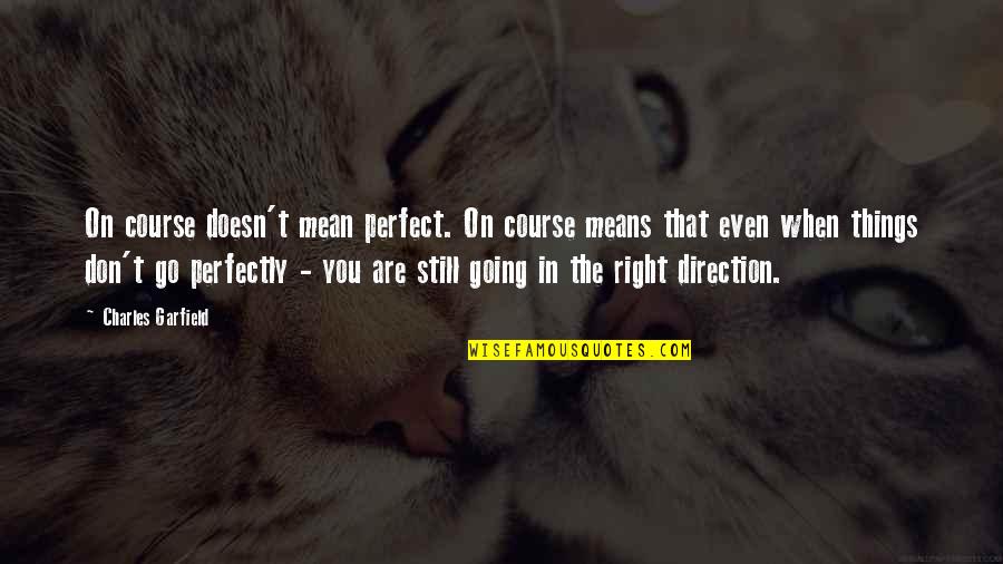 Are You Perfect Quotes By Charles Garfield: On course doesn't mean perfect. On course means