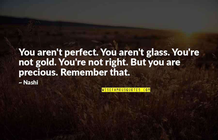Are You Perfect Quotes By Nashi: You aren't perfect. You aren't glass. You're not