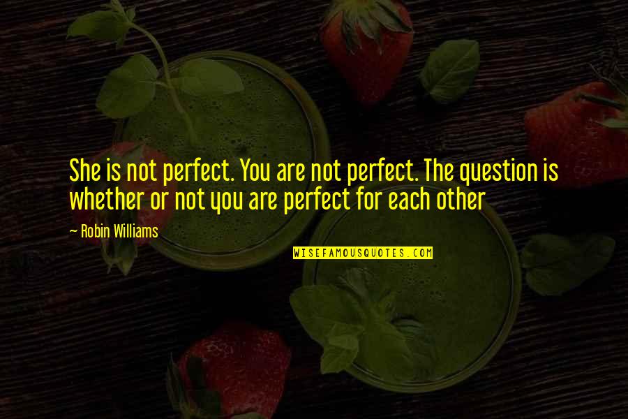 Are You Perfect Quotes By Robin Williams: She is not perfect. You are not perfect.