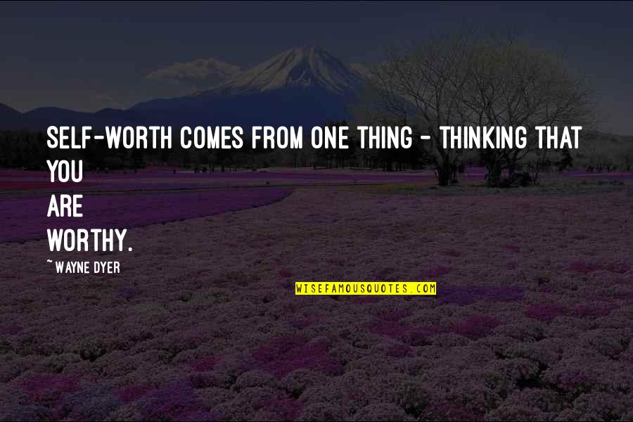 Are You Really Worth It Quotes By Wayne Dyer: Self-worth comes from one thing - thinking that