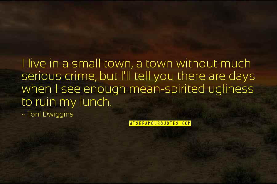 Are You Serious Quotes By Toni Dwiggins: I live in a small town, a town