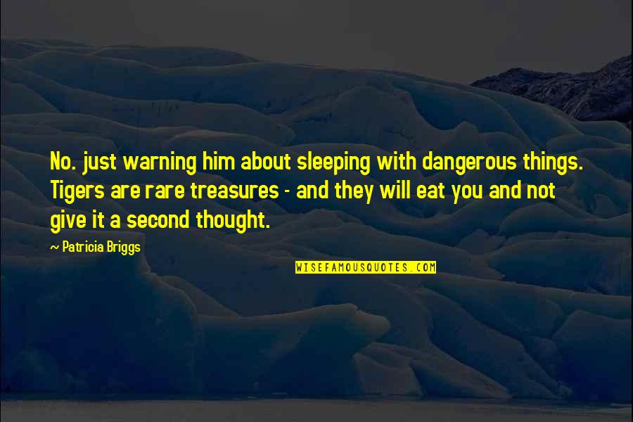 Are You Sleeping Quotes By Patricia Briggs: No. just warning him about sleeping with dangerous