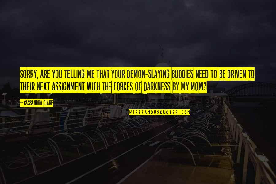 Are You Sorry Quotes By Cassandra Clare: Sorry, are you telling me that your demon-slaying Are You Sorry Quotes By Cassandra Clare: Sorry, are you telling me that your demon-slaying