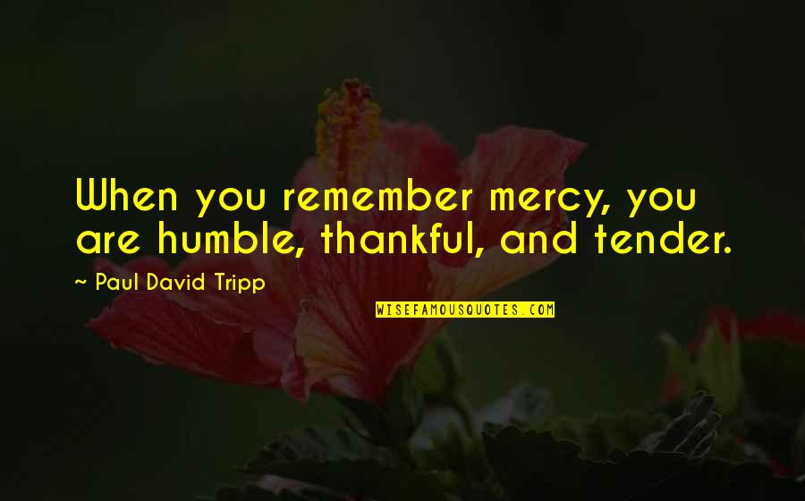 Are You Thankful Quotes By Paul David Tripp: When you remember mercy, you are humble, thankful,