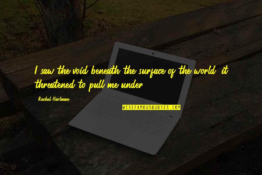 Are You Threatened By Me Quotes By Rachel Hartman: I saw the void beneath the surface of