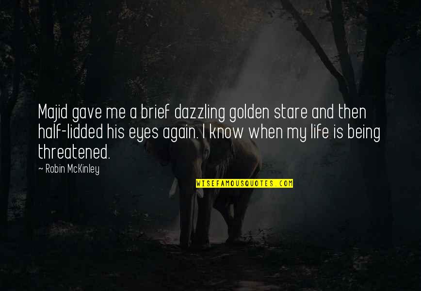 Are You Threatened By Me Quotes By Robin McKinley: Majid gave me a brief dazzling golden stare