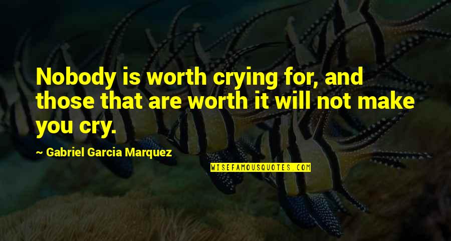 Are You Worth It Quotes By Gabriel Garcia Marquez: Nobody is worth crying for, and those that