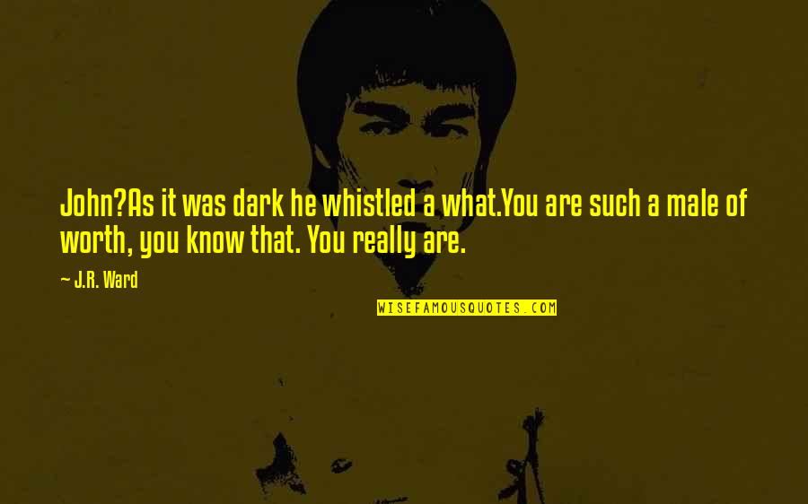 Are You Worth It Quotes By J.R. Ward: John?As it was dark he whistled a what.You