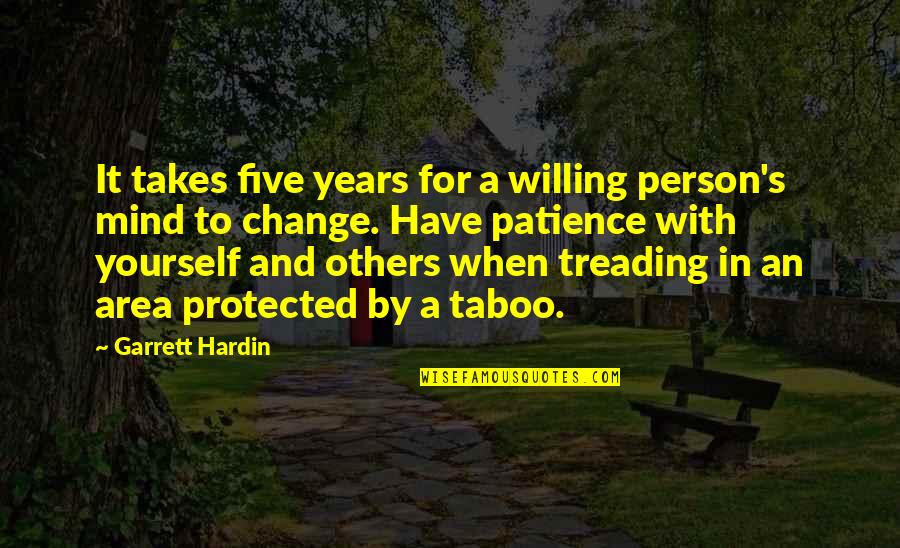 Area Quotes By Garrett Hardin: It takes five years for a willing person's