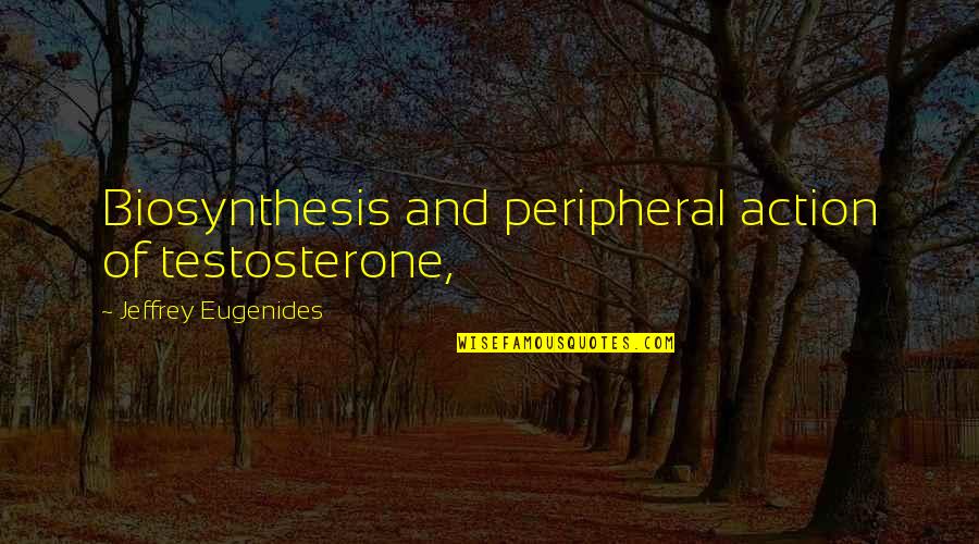 Arelia Quotes By Jeffrey Eugenides: Biosynthesis and peripheral action of testosterone,