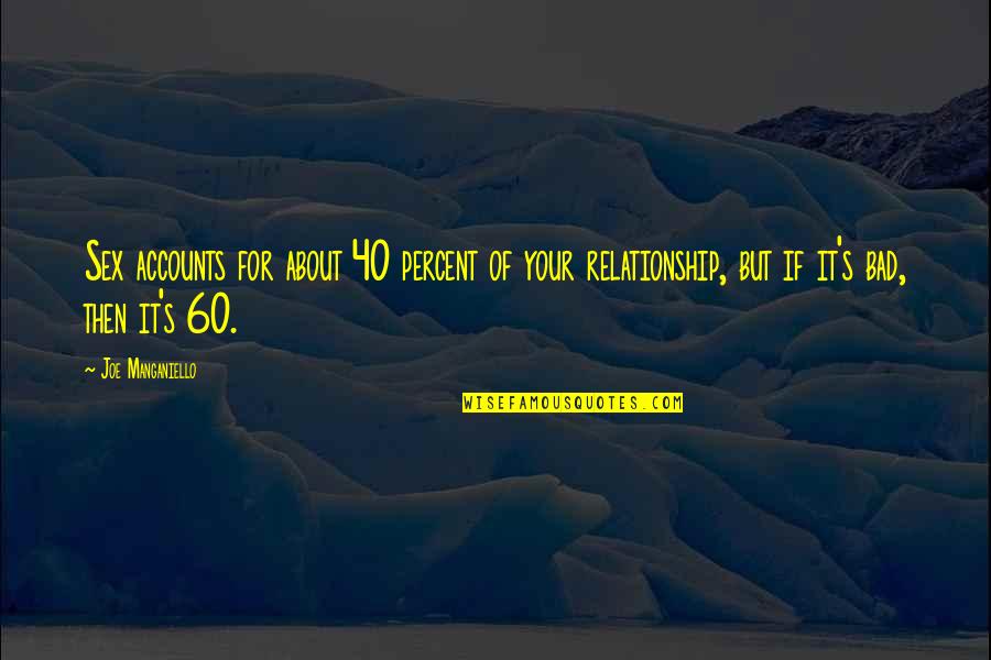 Arelon Quotes By Joe Manganiello: Sex accounts for about 40 percent of your Arelon Quotes By Joe Manganiello: Sex accounts for about 40 percent of your