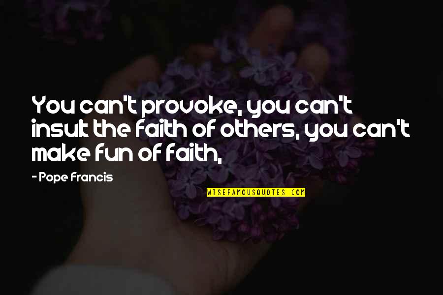 Arene Functional Group Quotes By Pope Francis: You can't provoke, you can't insult the faith