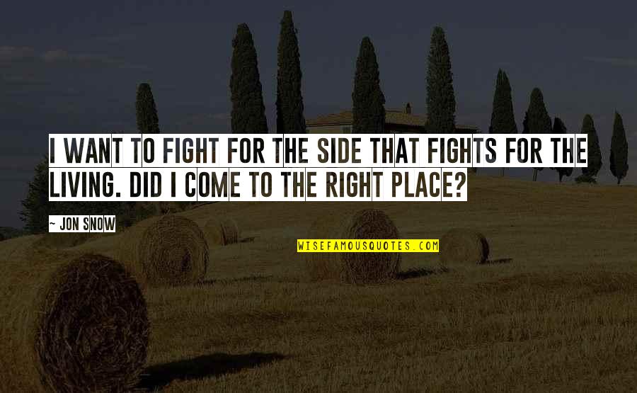 Arenota Quotes By Jon Snow: I want to fight for the side that