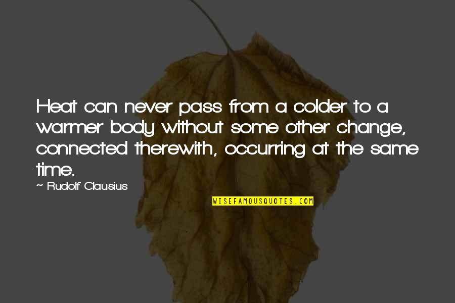 Aresion Quotes By Rudolf Clausius: Heat can never pass from a colder to