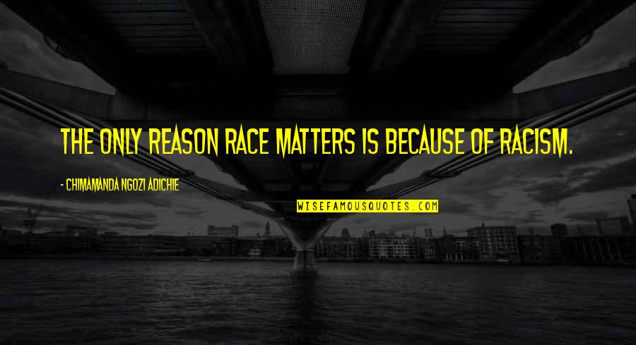 Arezou Azizaldin Quotes By Chimamanda Ngozi Adichie: The only reason race matters is because of Arezou Azizaldin Quotes By Chimamanda Ngozi Adichie: The only reason race matters is because of