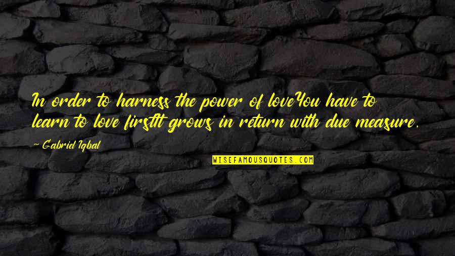 Arganese Connecticut Quotes By Gabriel Iqbal: In order to harness the power of loveYou
