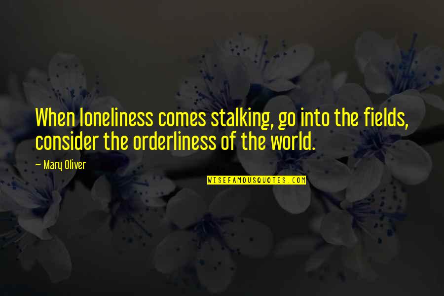 Argenon Quotes By Mary Oliver: When loneliness comes stalking, go into the fields,