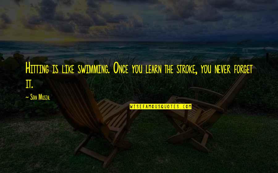 Argentinas Hot Quotes By Stan Musial: Hitting is like swimming. Once you learn the