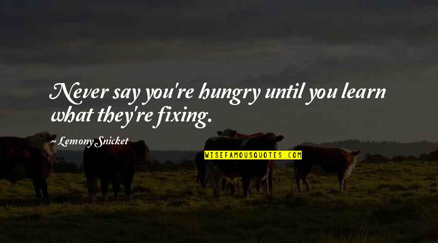 Arguas Quotes By Lemony Snicket: Never say you're hungry until you learn what