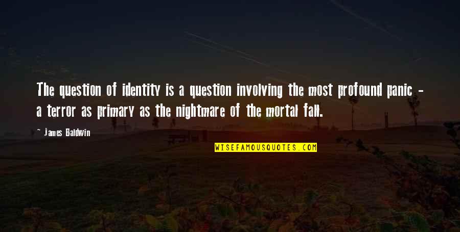 Arguer Synonym Quotes By James Baldwin: The question of identity is a question involving