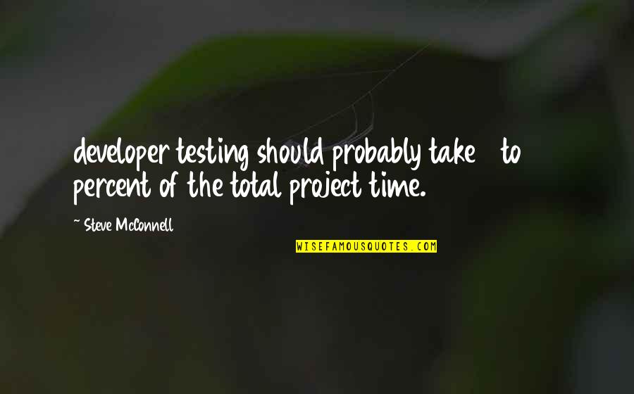 Argument Clinic Quotes By Steve McConnell: developer testing should probably take 8 to 25