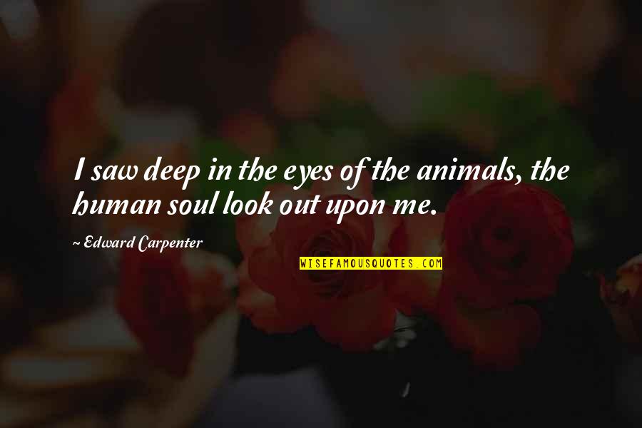 Argumentative Quotes By Edward Carpenter: I saw deep in the eyes of the