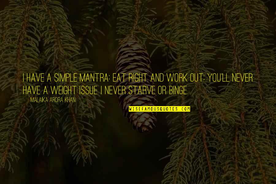 Arhanghel Quotes By Malaika Arora Khan: I have a simple mantra: eat right and Arhanghel Quotes By Malaika Arora Khan: I have a simple mantra: eat right and