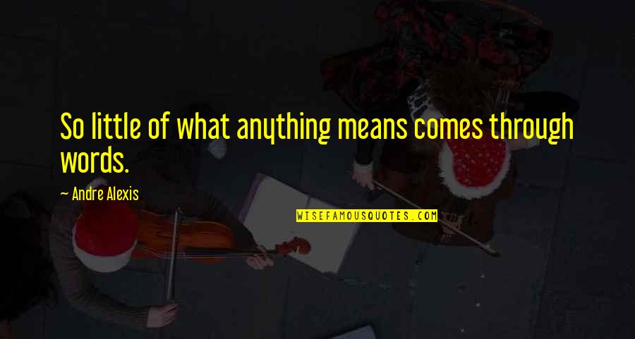 Arhetip Spiritual Dex Quotes By Andre Alexis: So little of what anything means comes through