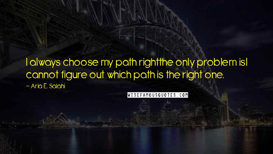 Aria E. Salahi quotes: I always choose my path rightthe only problem isI cannot figure out which path is the right one.