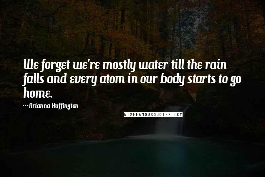 Arianna Huffington quotes: We forget we're mostly water till the rain falls and every atom in our body starts to go home.