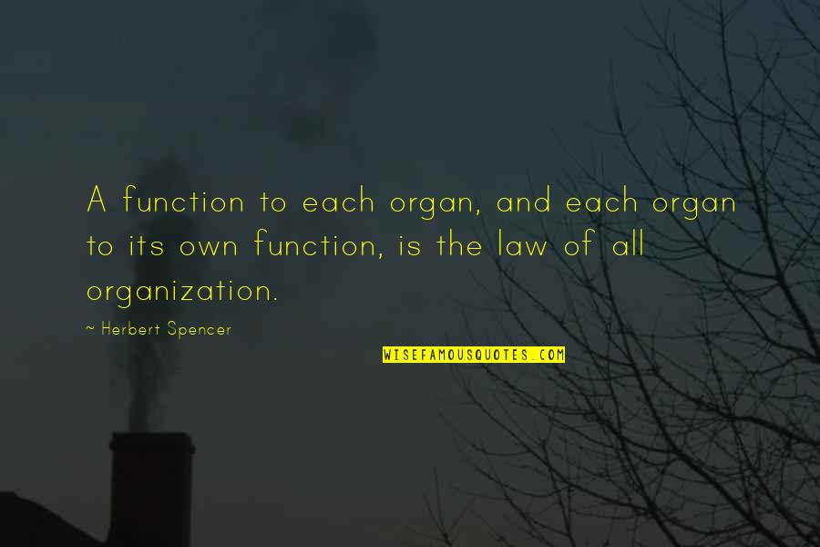 Ariel Camacho La Vida Ruina Quotes By Herbert Spencer: A function to each organ, and each organ Ariel Camacho La Vida Ruina Quotes By Herbert Spencer: A function to each organ, and each organ