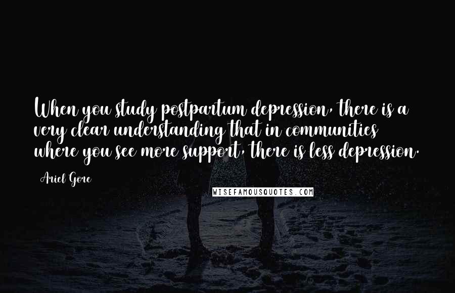 Ariel Gore quotes: When you study postpartum depression, there is a very clear understanding that in communities where you see more support, there is less depression.