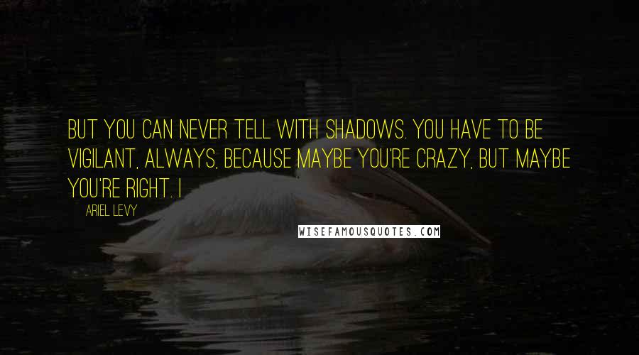 Ariel Levy quotes: But you can never tell with shadows. You have to be vigilant, always, because maybe you're crazy, but maybe you're right. I