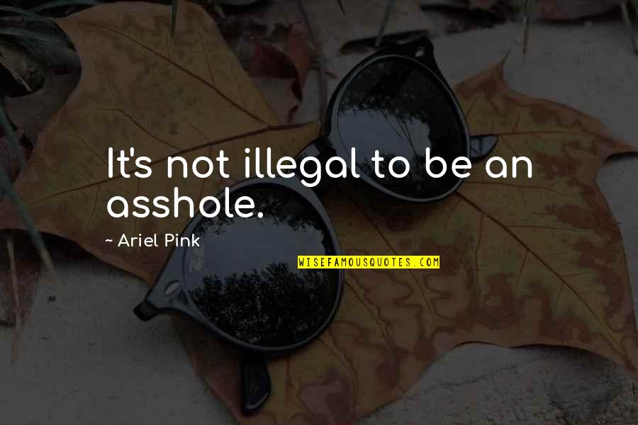 Ariel's Quotes By Ariel Pink: It's not illegal to be an asshole.