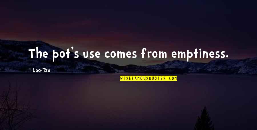 Arif Alikhan Quotes By Lao-Tzu: The pot's use comes from emptiness. Arif Alikhan Quotes By Lao-Tzu: The pot's use comes from emptiness.