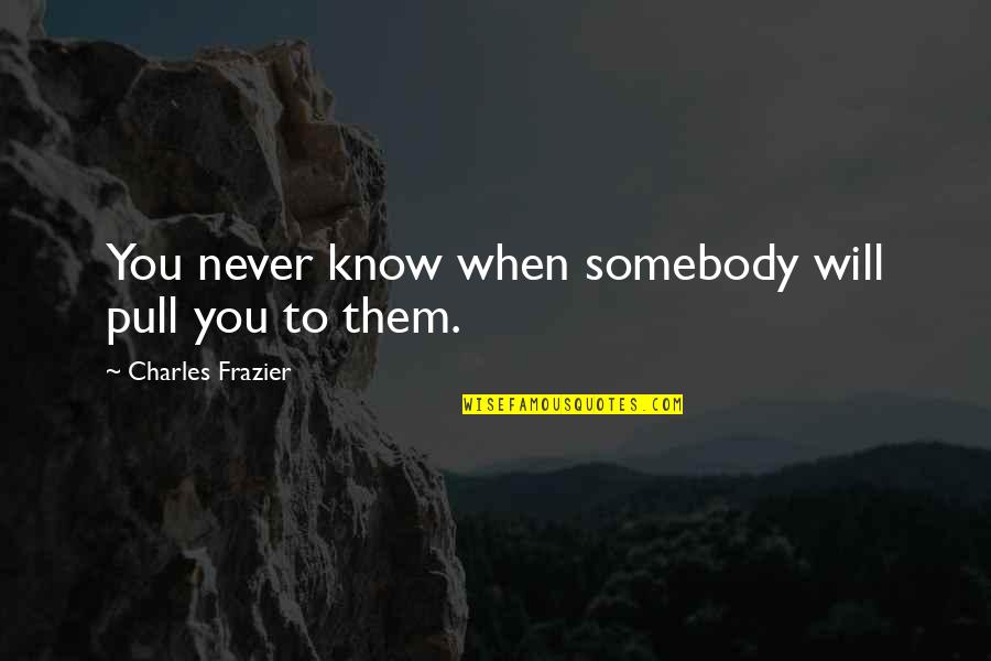 Ariffin Mohammed Quotes By Charles Frazier: You never know when somebody will pull you