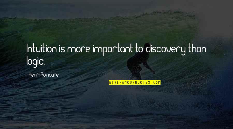 Arig Quotes By Henri Poincare: Intuition is more important to discovery than logic.