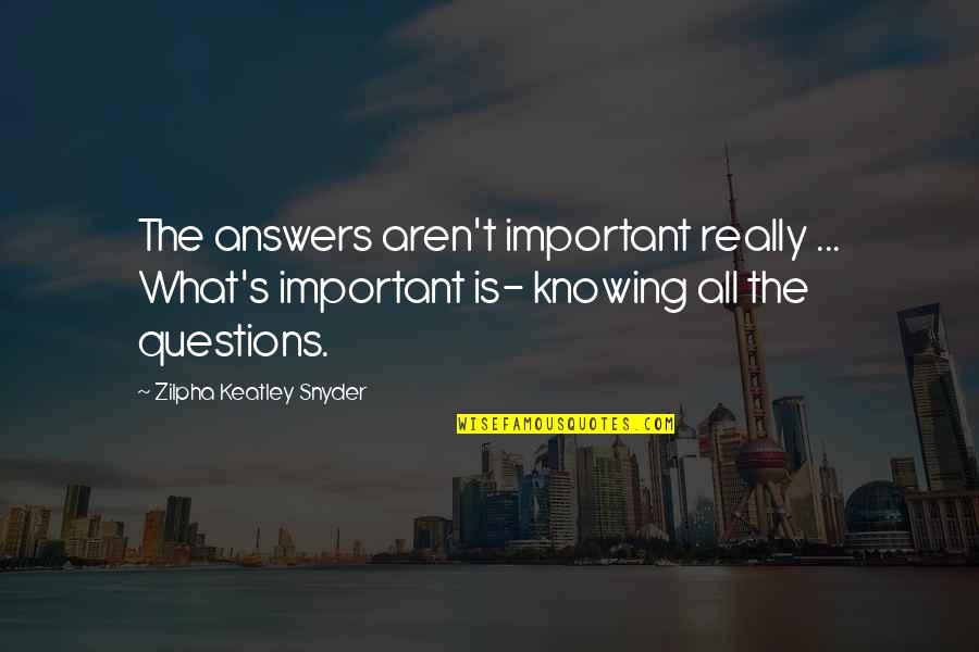 Arini Putri Quotes By Zilpha Keatley Snyder: The answers aren't important really ... What's important