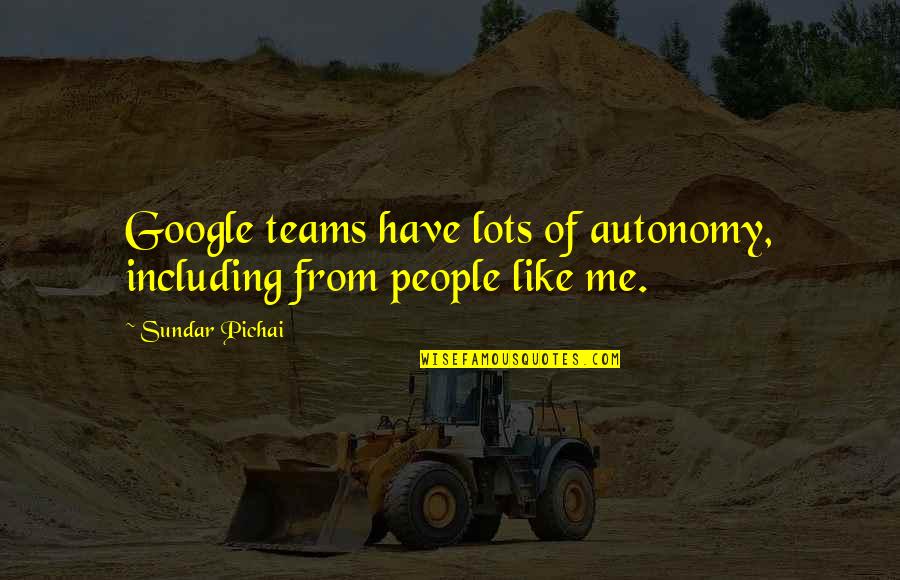 Aripile Libertatii Quotes By Sundar Pichai: Google teams have lots of autonomy, including from