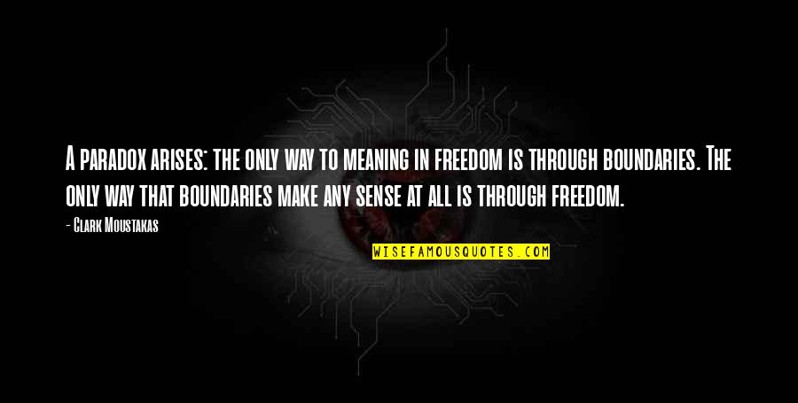 Arises Quotes By Clark Moustakas: A paradox arises: the only way to meaning