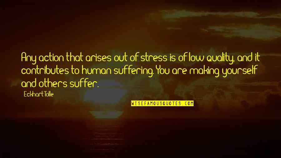 Arises Quotes By Eckhart Tolle: Any action that arises out of stress is