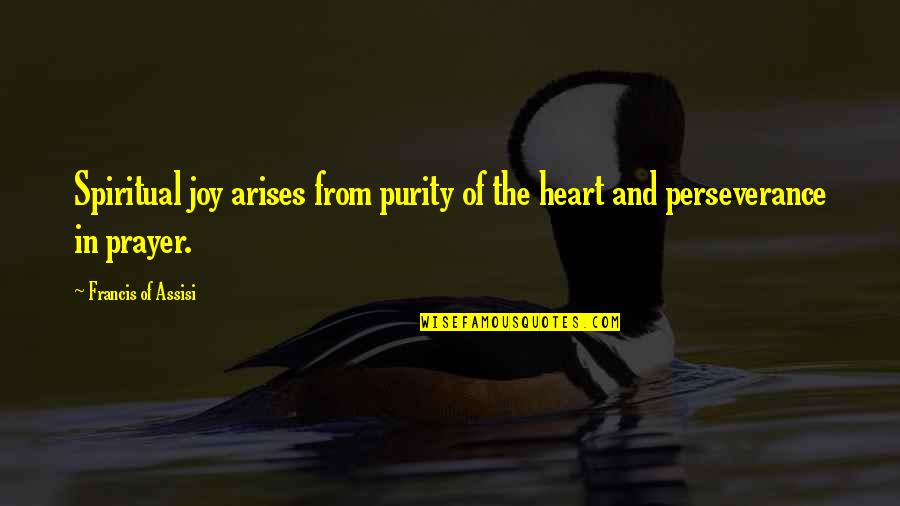 Arises Quotes By Francis Of Assisi: Spiritual joy arises from purity of the heart