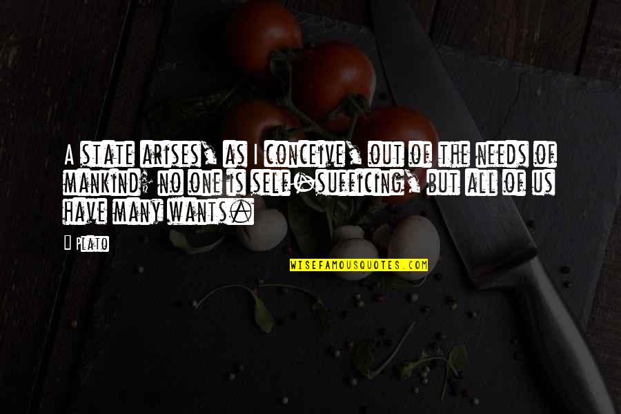 Arises Quotes By Plato: A state arises, as I conceive, out of